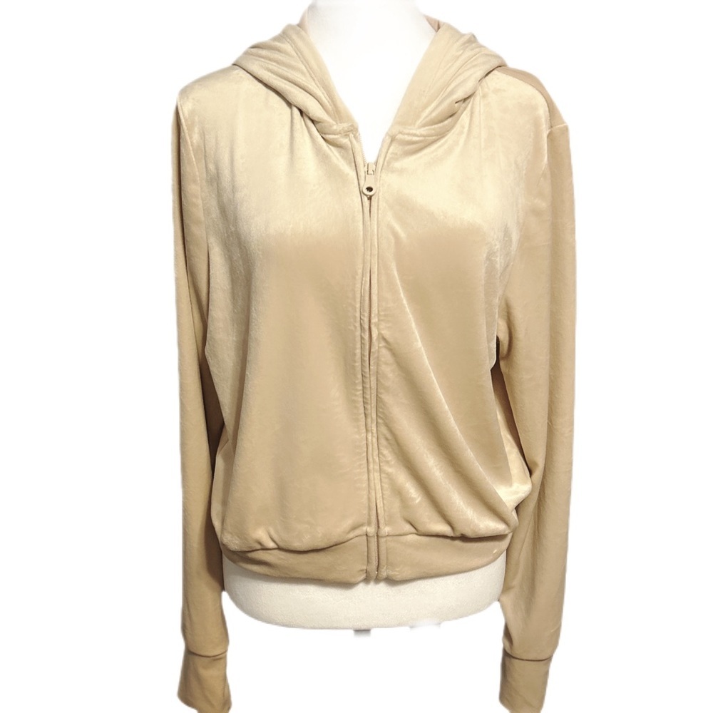 NWOT Aerie Offline Bright Lights Velour Hooded Full Zip Sweatshirt Cropped XL